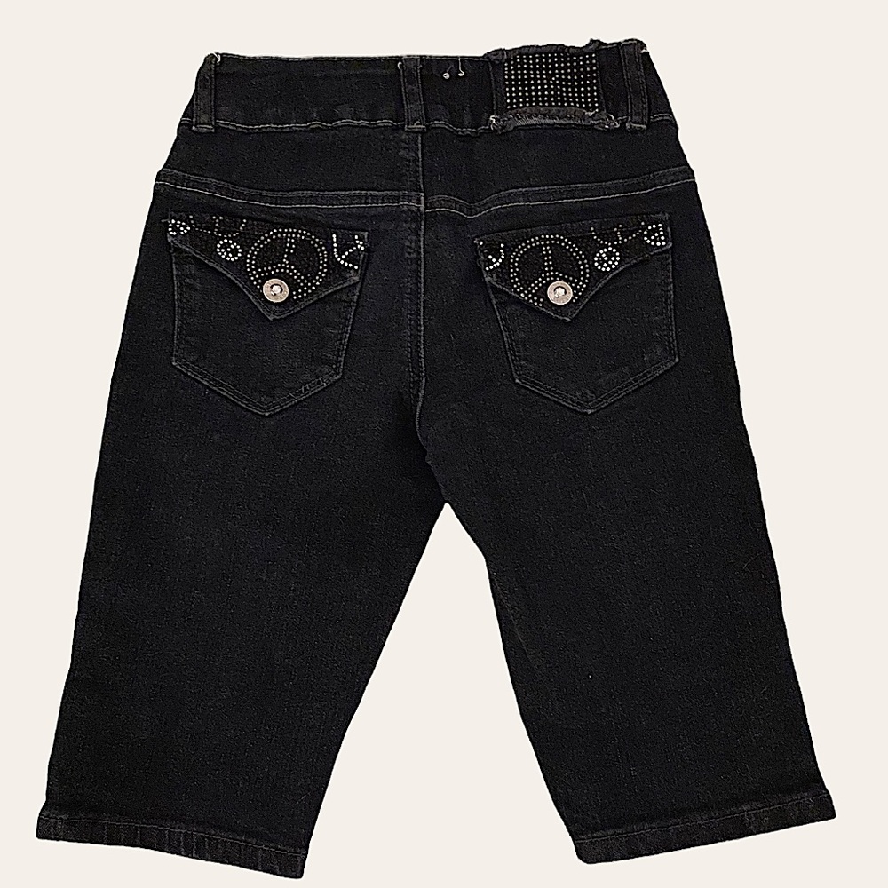 Arizona Jeans Company Girls Black Denim Peace Shorts size 8